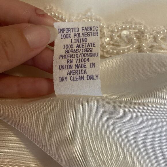 KAREN LAWRENCE BY MATTHEW 2-PIECE LAYERED Ivory embellished, DRESS & JACKET Sz10 - Picture 6 of 9